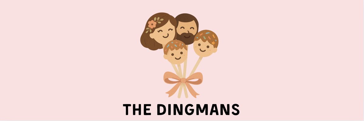 The Dingman family drawn as a bouquet of cake pops, labeled The Dingmans